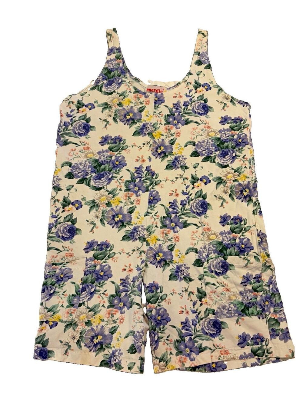 Vintage 90s Energie Women’s Floral Cotton Romper Size M
